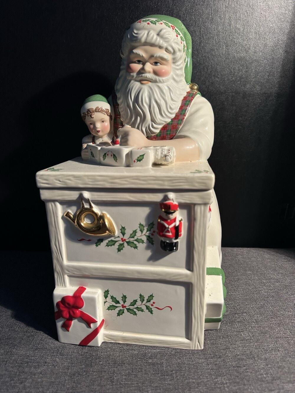 Lenox Santa's Holiday Toy Shop Workbench Cookie Jar Christmas Ceramic 12"